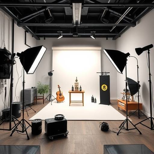Wide shot of Studio D, designed for product photography with a controlled lighting environment.
